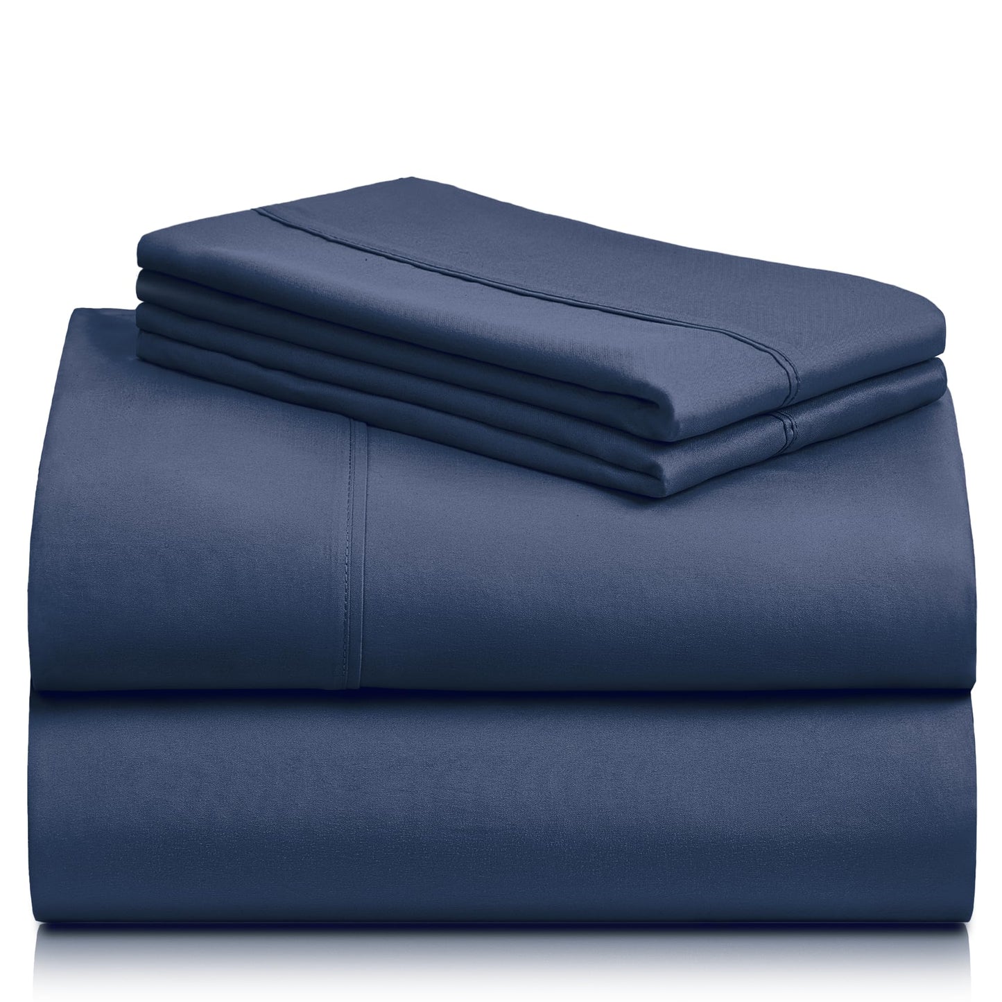 LuxClub Bed Linen Set, 6Pcs King Microfiber Sheets, Deep Pocket Cooling Breathable Hotel Bedding, Navy