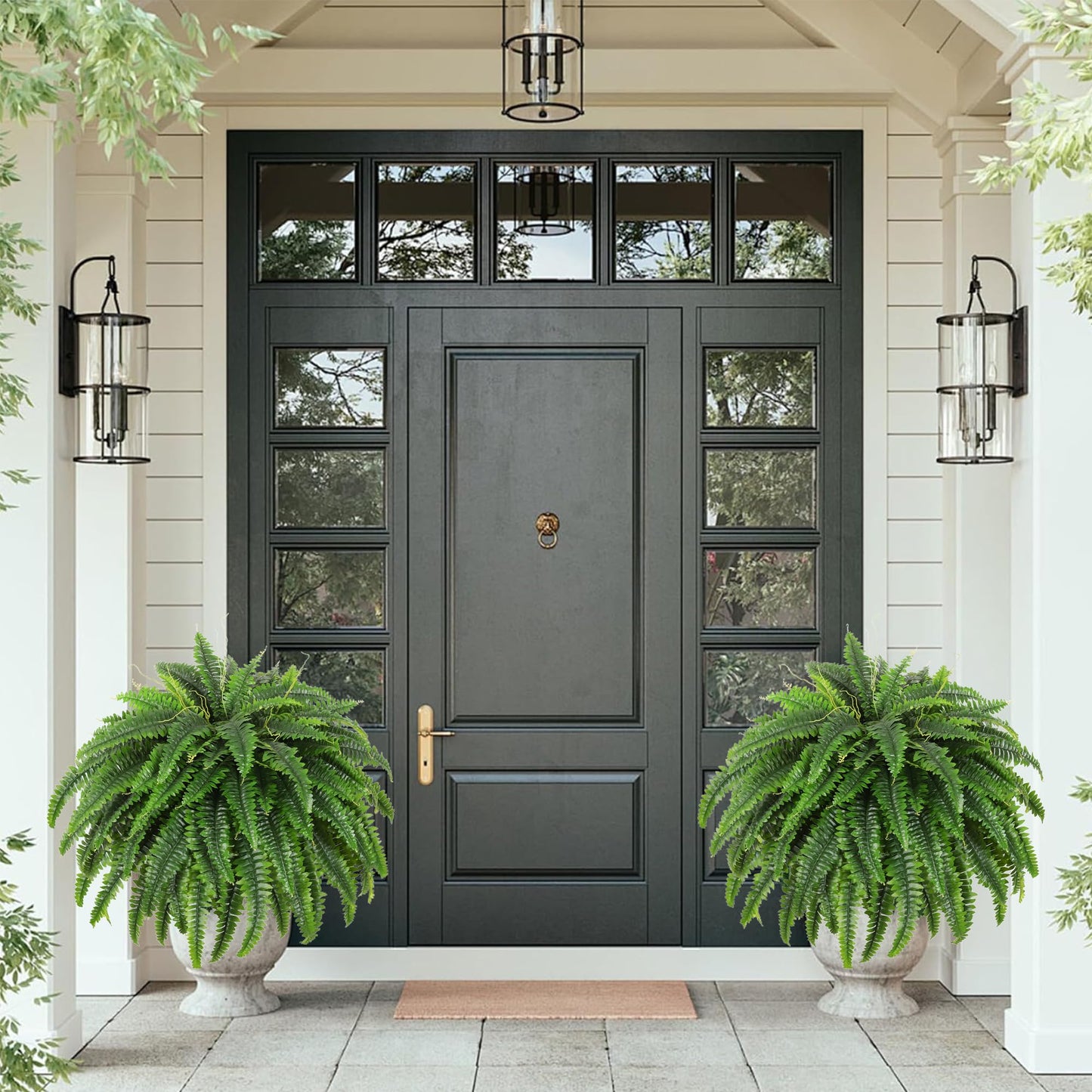 Dkaltm Single Silky Artificial Boston Fern Bush, 49Inch Large Artificial Ferns for Outdoors, Large Faux Ferns Artificial Plants,Suitable for Decorating Office, Living Room Faux Greenery,95Branches