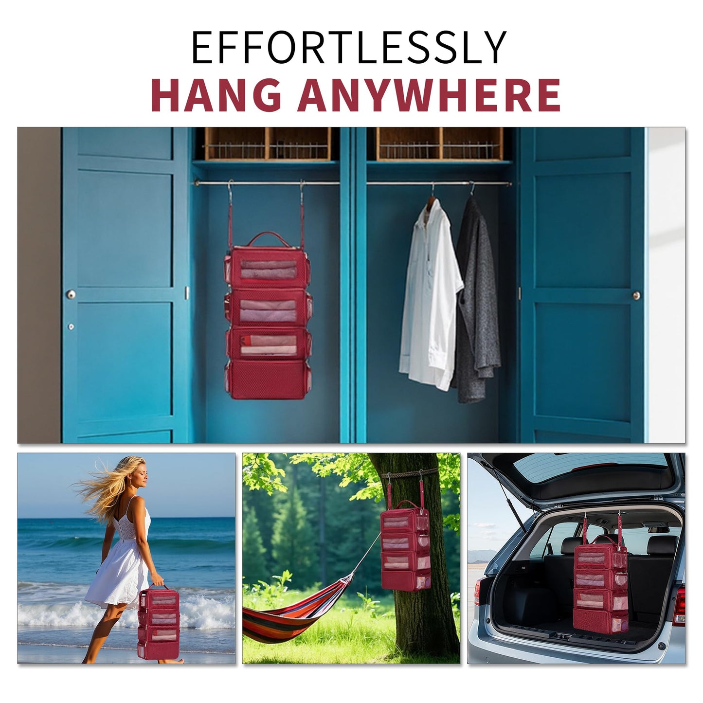 Aucovely Suitcase Organizer Travel Bags Organizer for Luggage Compression Hanging Packing Cubes for Travel Carry on Closet (Bag Only)