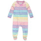 HonestBaby Baby Girls Play Footed Pajamas One-piece Jumpsuit Zip-front Pjs 100% Organic Cotton For And Toddler Sleepers, Rainbow Stripe, 3-6 Months US
