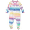 HonestBaby Baby Girls Play Footed Pajamas One-piece Jumpsuit Zip-front Pjs 100% Organic Cotton For And Toddler Sleepers, Rainbow Stripe, 3-6 Months US