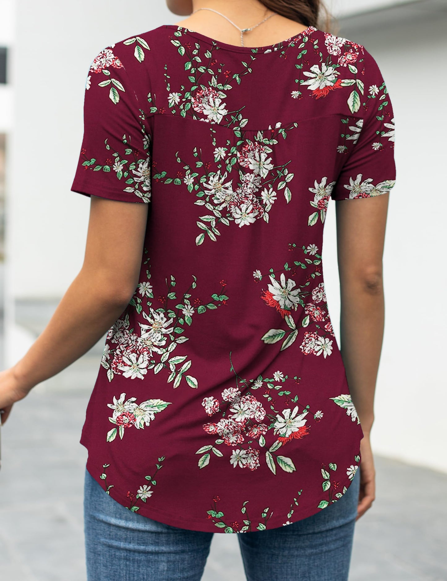 a.Jesdani Womens Tops T-Shirts Flowy Plus Size Summer Tunic Tops for Women and Blouses Wine Red 1x