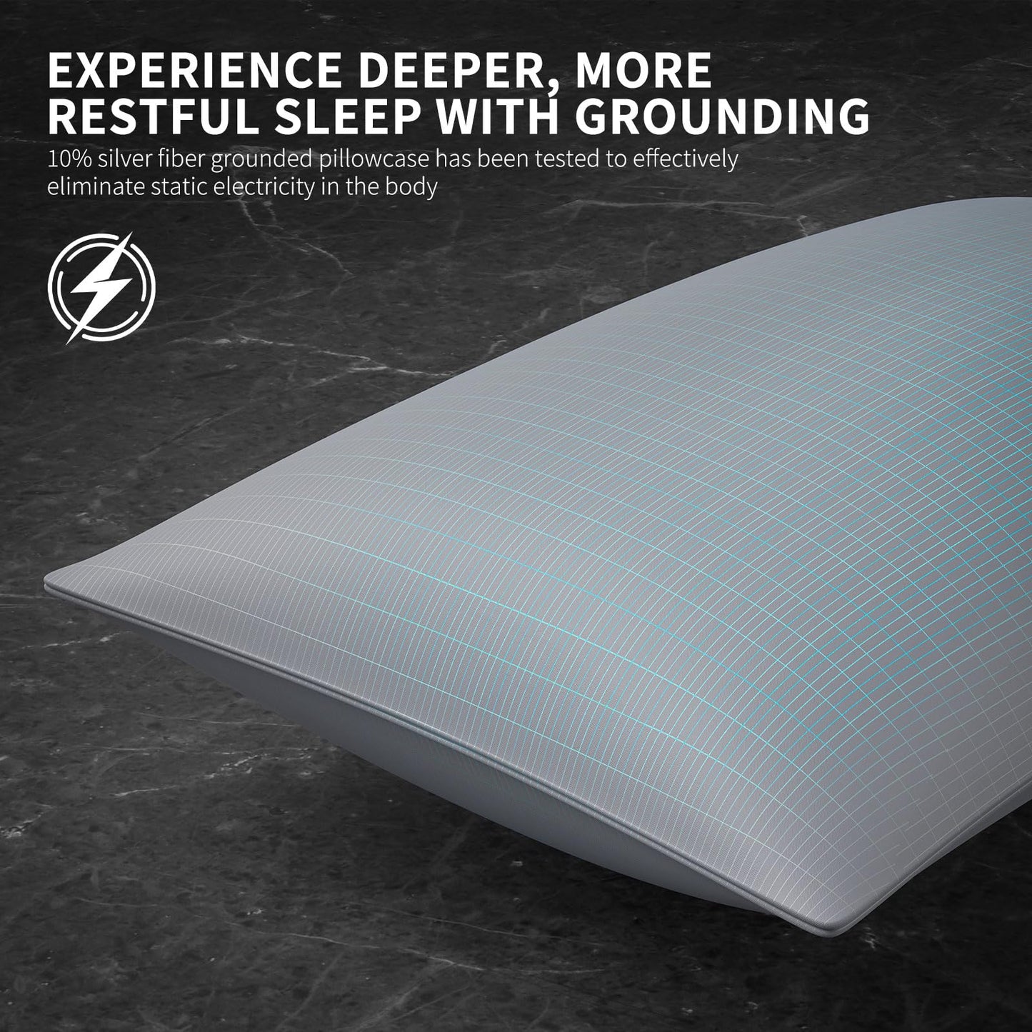 Grounding Pillow Case,Earth Connected Pillowcase,Bedding.Improve Sleep,Reduce Pain.90% Organic Cotton, 10% Silver Fiber (Gray, 30 * 20.5inch)