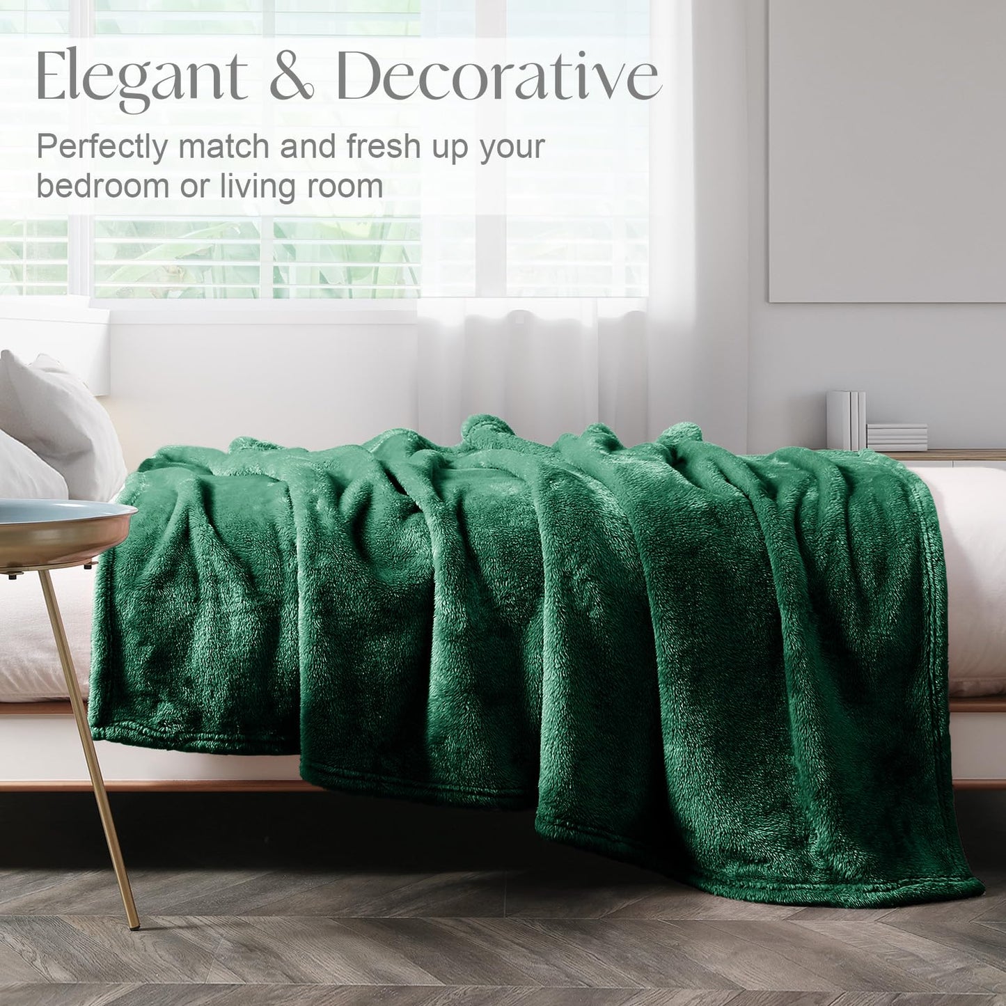 Whale Flotilla Emerald Green Queen Size Blanket for Bed, 300GSM Soft Warm Fleece Fabric, Decorative Lightweight Plush Fluffy Blankets for All Season, 90x90 Inch