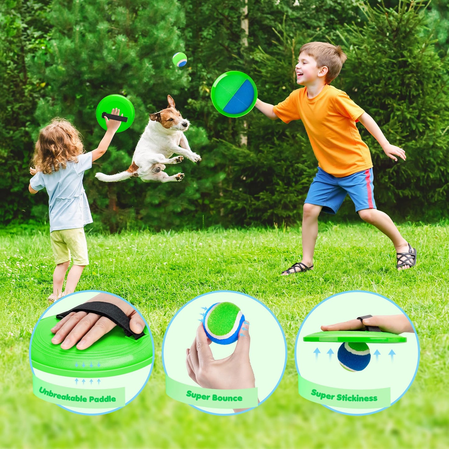 Toss and Catch Ball Set for Toddlers Kids Adults - 6 Pack - Beach Toys Pool Toys Outdoor Yard Games for Family- Sturdy & Water-Resistant - Classic Gift for Boys Girls 3 4 5 6 7 8 9 10 11 12+ Years Old