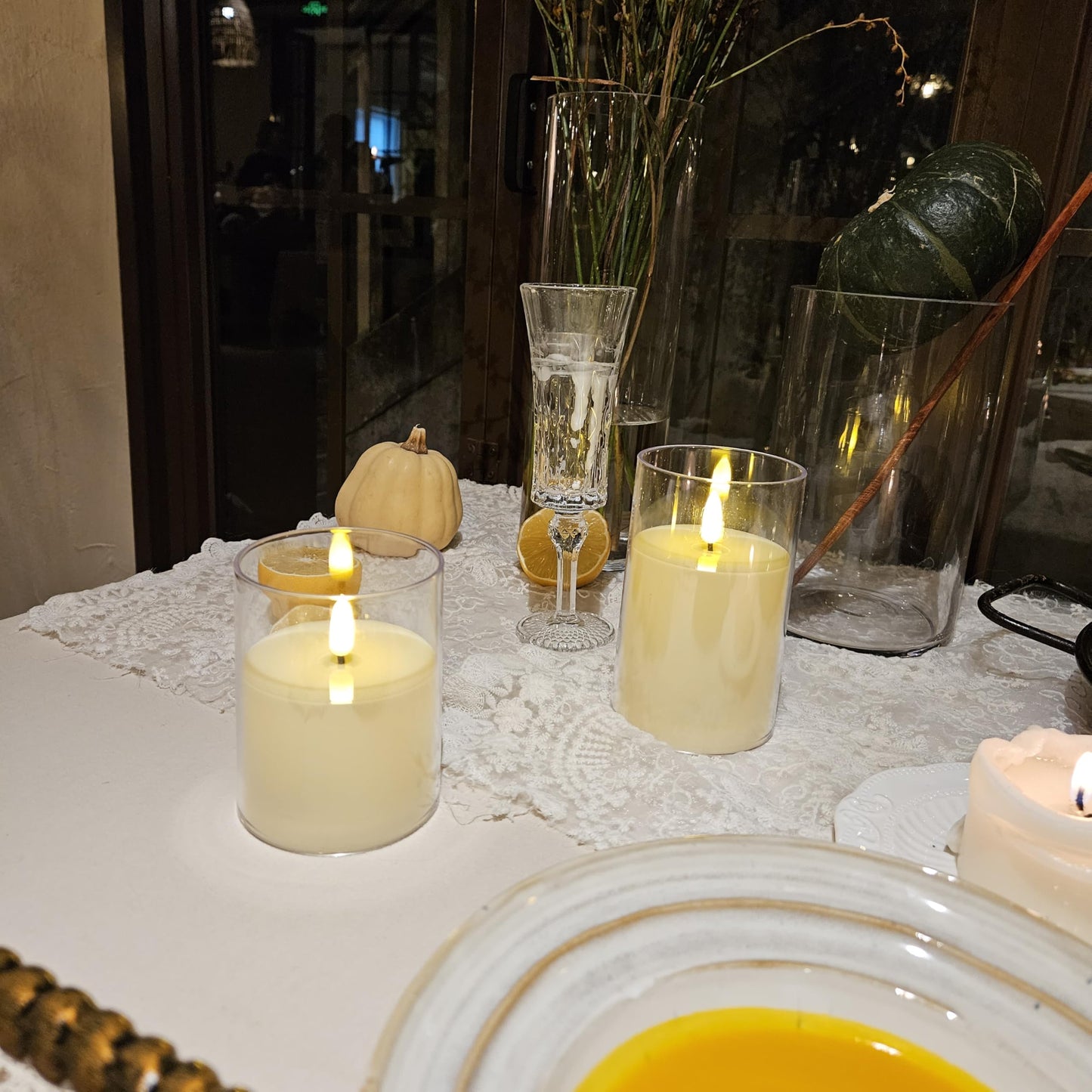 EVISINH Flameless Candles Battery Operated Candles Real Wax Pillar LED Candles with 10-Key Remote and Cycling 24 Hours Timer Set of 5(Ivory D3 xH4 5" 6")