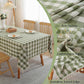 Alsoo Checkered Rectangle Tablecloth Cotton Linen Fabric Gingham Table Cloth Buffalo Plaid Table Cover with Tassel Wrinkle Free Washable for Kitchen Dining Picnic, Green and White, 55X75''