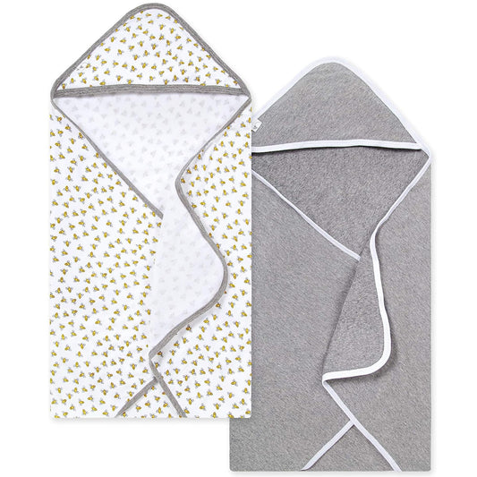 Burts Bees Baby Infant Hooded Towels Little Ducks Organic Cotton, Unisex Bath Essentials and Newborn Necessities, Soft Nursery Towel with Hood Set, 2-Pack Size 29 x 29 Inch