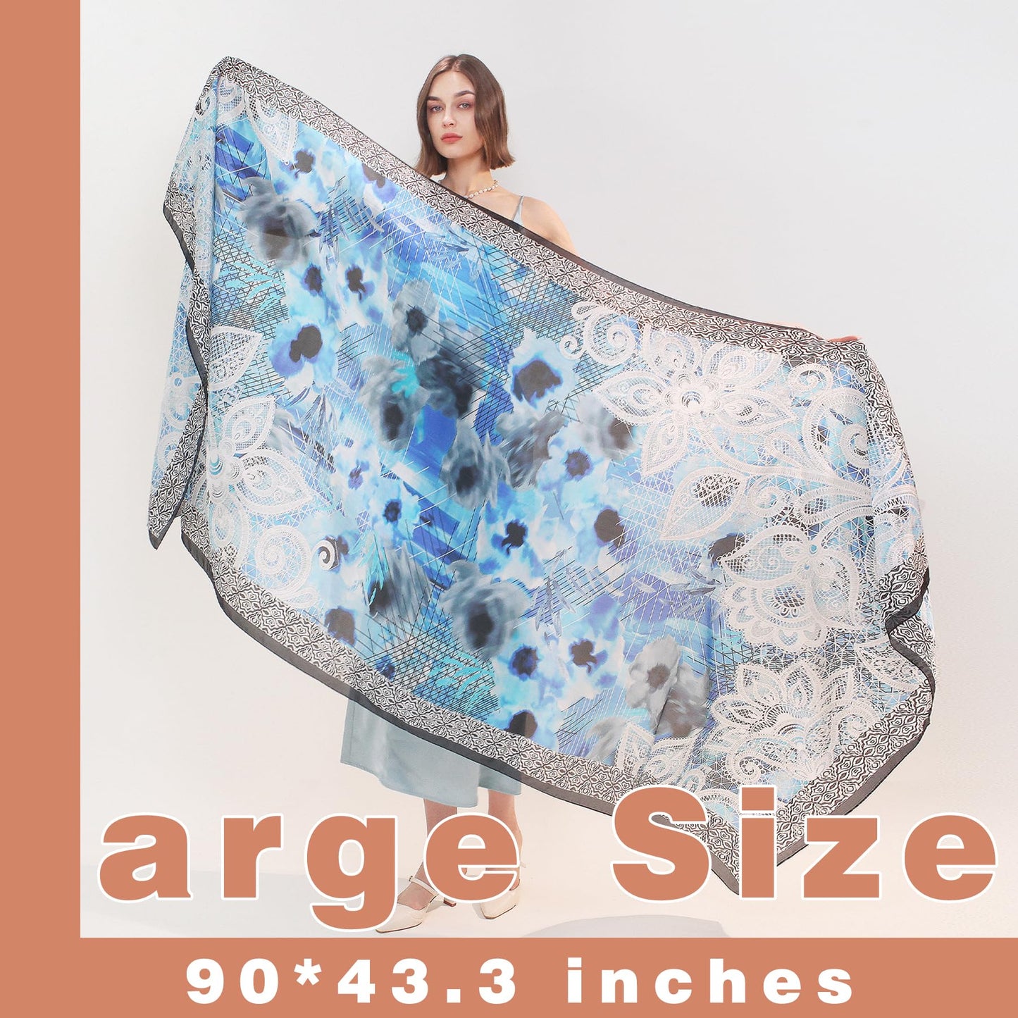 DANA XU 100% Mulberry Silk Pashmina Summer Scarf Extra Large Shawls And Wraps For Evening Dress Women Travel Floral Blanket