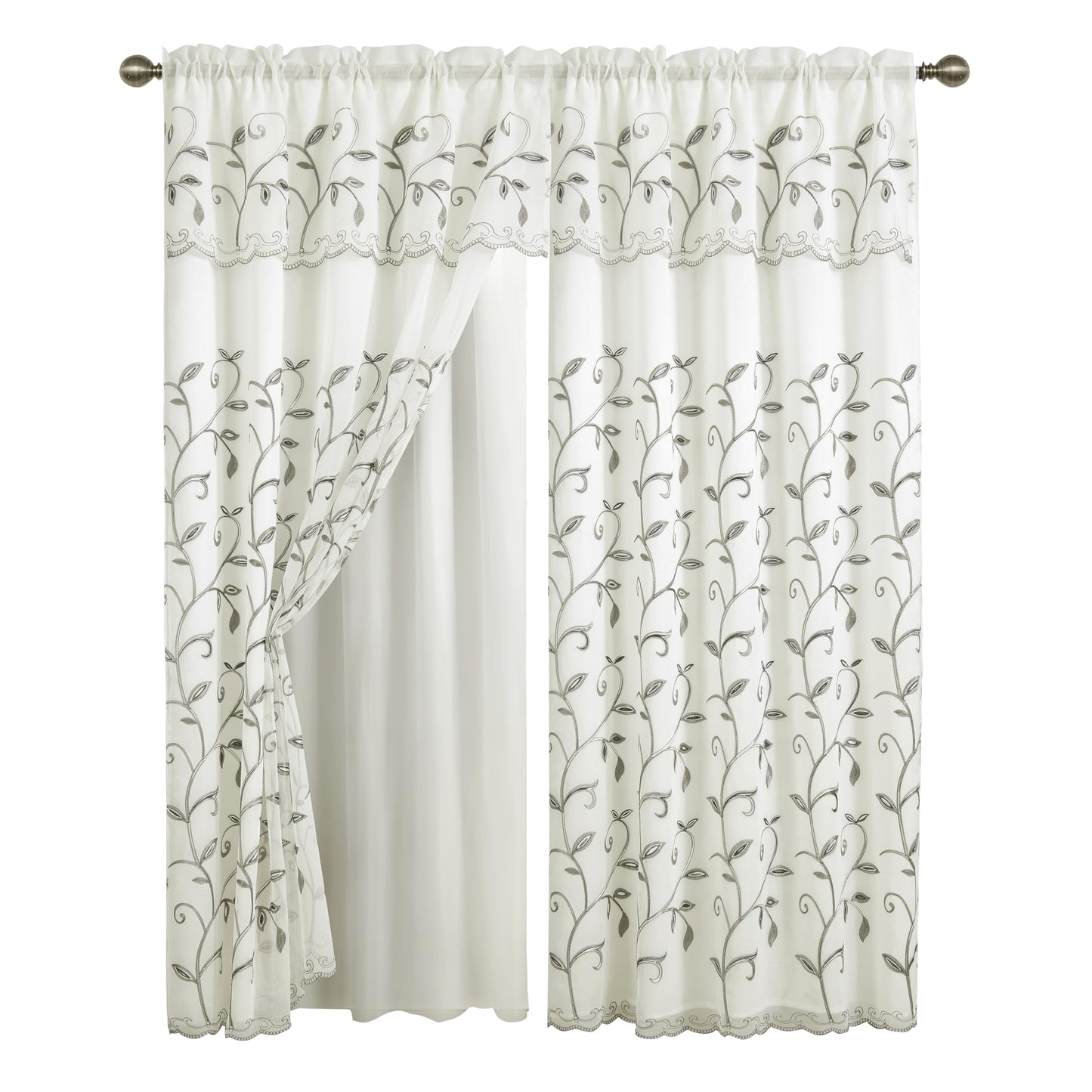 Elegant Comfort Luxury Curtain/Window Panel Set with Attached Valance and Backing 54" X 84 inch (Set of 2), Beige