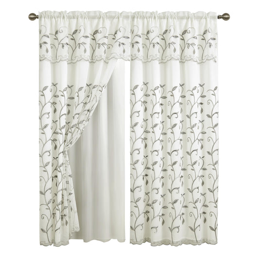 Elegant Comfort Luxury Curtain/Window Panel Set with Attached Valance and Backing 54" X 84 inch (Set of 2), Beige