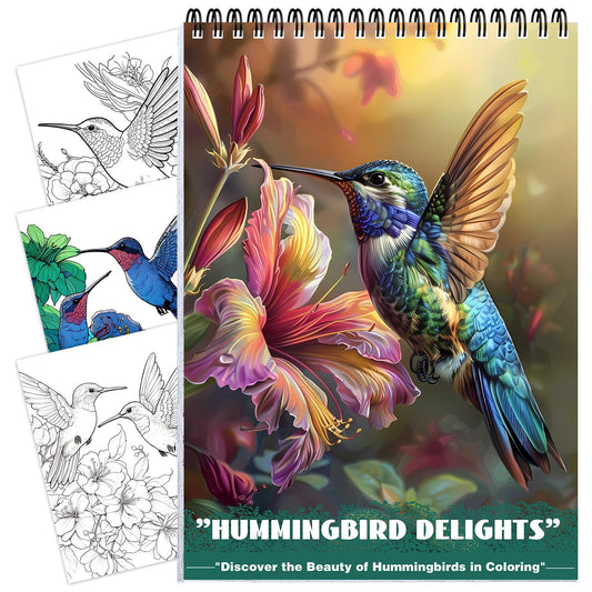 CKMOREL Humming Bird Adult Coloring Book Spiral Bound Mindfulness Adult Coloring Book for Women Relaxation Spiral Bound Lay Flat, Single-Sided Print with 24 Pages, Anxiety Relief Gifts Relaxation