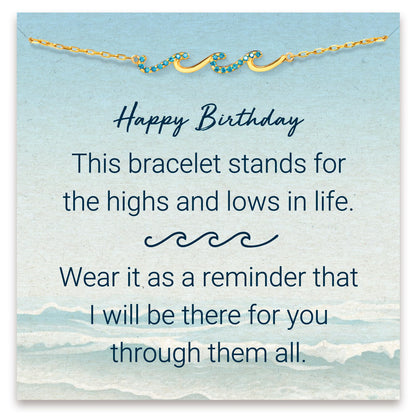 STORYJEWELLERY Birthday Gifts for Women, Gifts for Sister Mom Daughter and Friend, 30th 40th 50th 60th Birthday Gifts for Women, Wave Bracelet for Sister Mom and Daughter, Retirement Gift for Woman