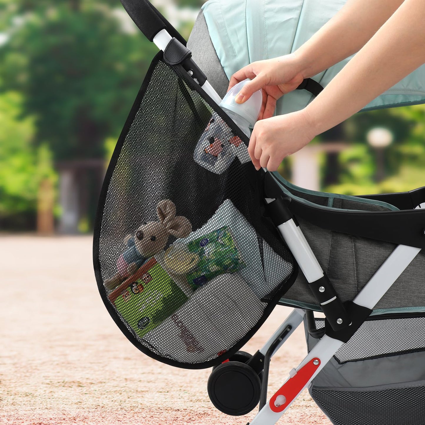 Accmor Universal Stroller Organizer, Side Sling Stroller Organizer, Mesh Cargo Net Stroller Storage Caddy, Stroller Bag Accessories Fits for Uppababy, Nuna, Baby Jogger, Britax, Doona Strollers