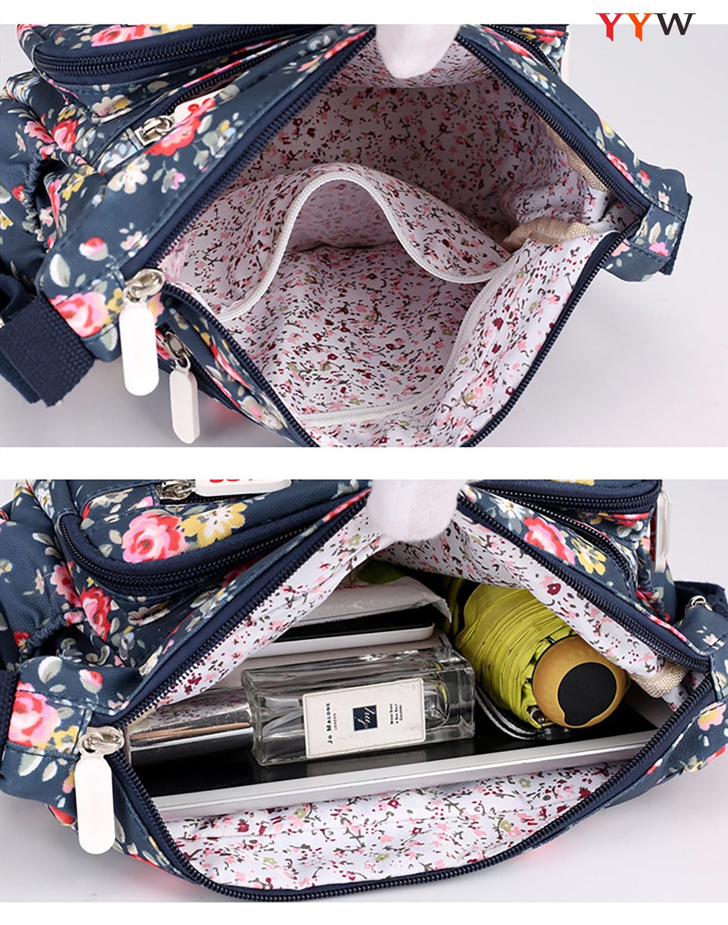 Crossbody Bag for Women Canvas Messenger Bag Waterproof Lightweight Shoulder Handbags with Multi Pocket Adjustable Strap for Daily Use Work Travel (Beige)