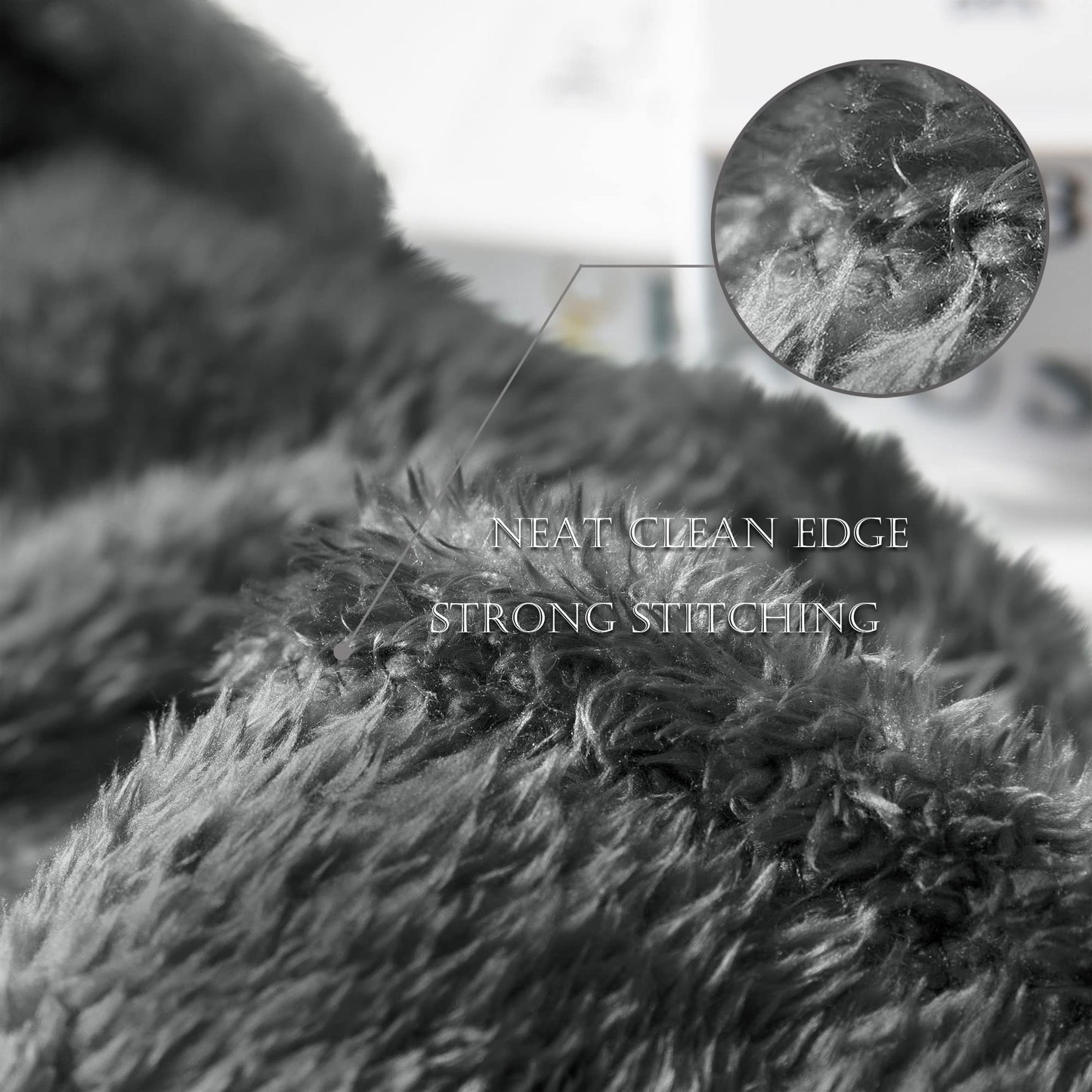 Exclusivo Mezcla Plush Fuzzy Fleece Bed Blanket Queen Size, Super Soft, Fluffy and Warm Blankets，Suitable for All Seasons (Dark Grey, 90x90 Inches)