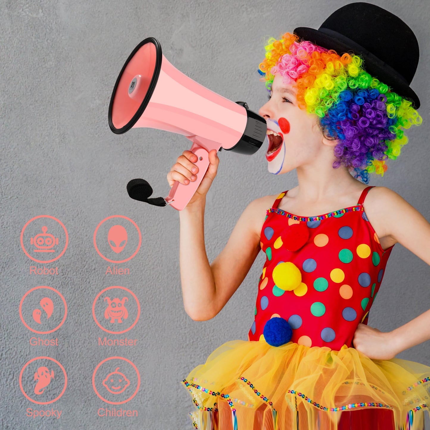 MGROLX 20W Megaphone Bullhorn| Bull Horn Loud Speaker with Bluetooth | Mega Phone Built-in Siren & Whistle Plus Recording funcation | Voice Changer for Adults, Kids, Party Games and Outdoor (Pink)