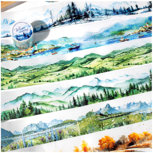 Book Tape Stickers for Journaling Supplies,6 Rolls PET Vintage Scrapbooking Tape Set for Journaling, Bullet Journal Supplies, DIY Crafts (Sea of Books)