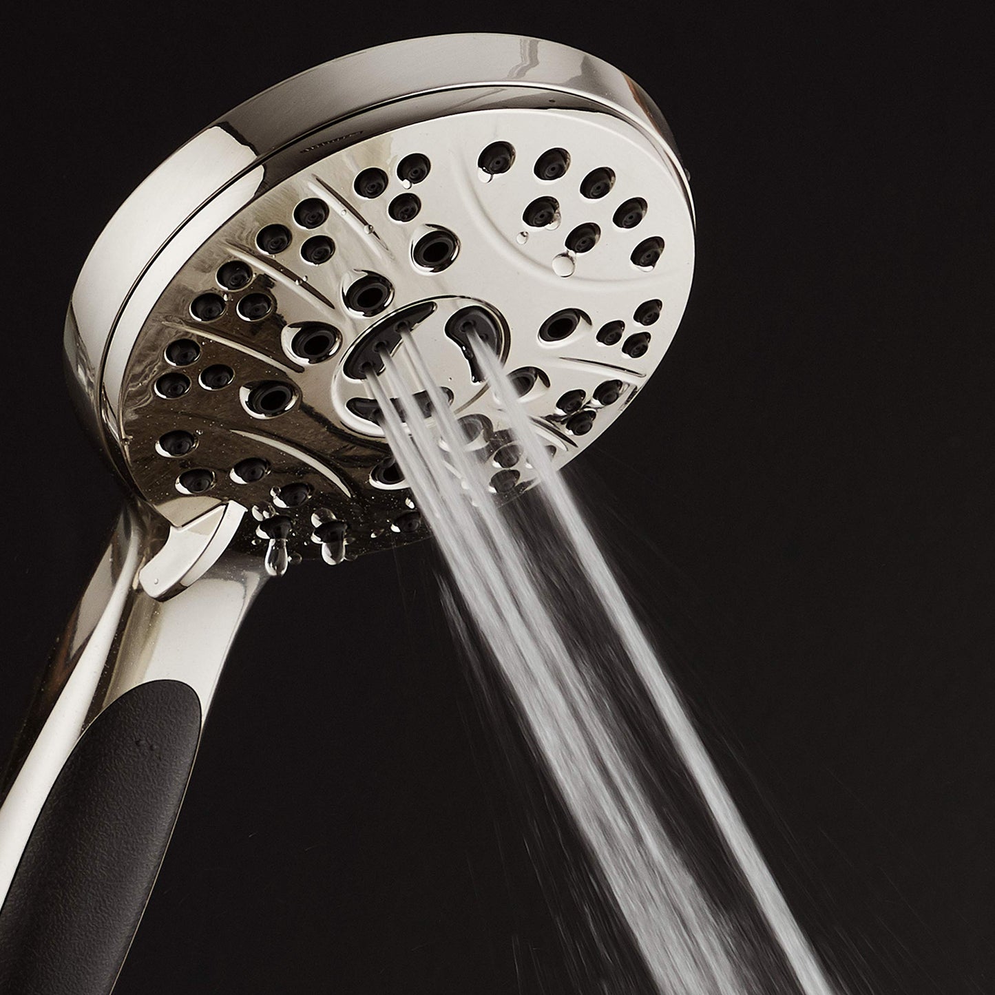 AquaSpa for California - High Pressure 6-setting Luxury Handheld Shower Head, 6 Ft Stainless Steel Hose, Anti Clog Jets, Anti Slip Grip, Top US Brand, Extra Wall Bracket - Brushed Nickel Finish