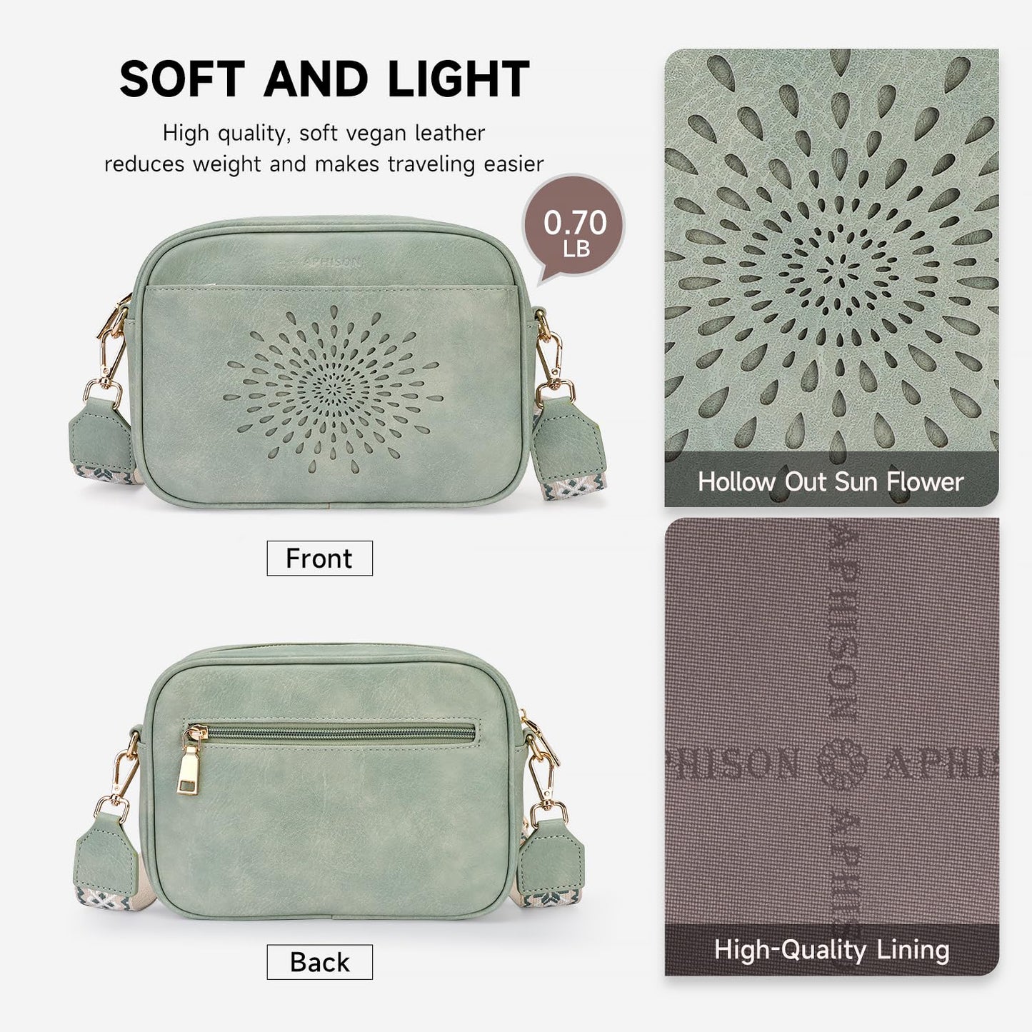 APHISON Crossbody Bags for Women Trendy,Vegan Leather Small Crossbody Purses Shoulder Handbags with Adjustable Strap Green