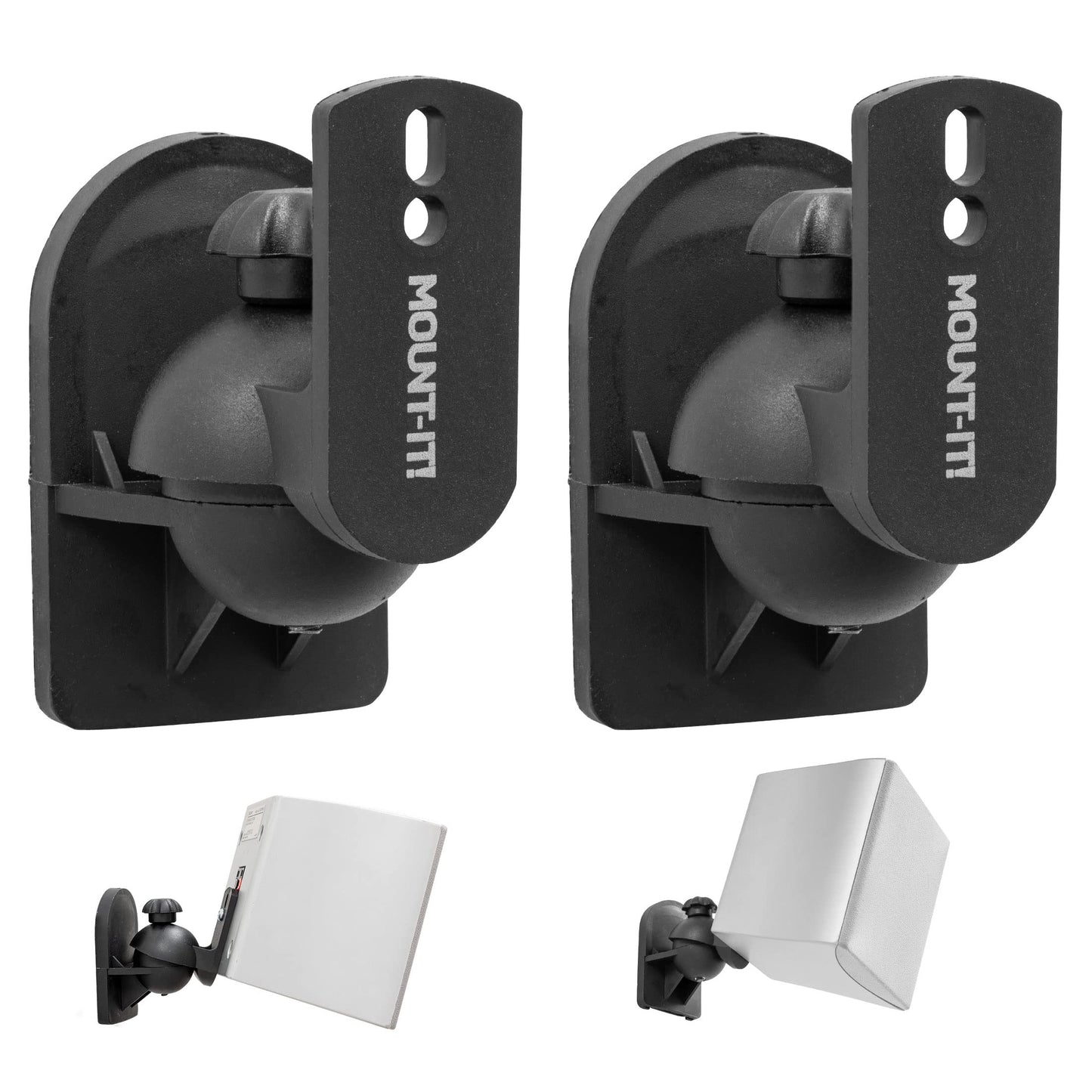 Mount-It! Speaker Wall Mount Full Motion Brackets for Surround Sound Satellite Ceiling and Bookshelf Speakers, 2 Mounts, Black