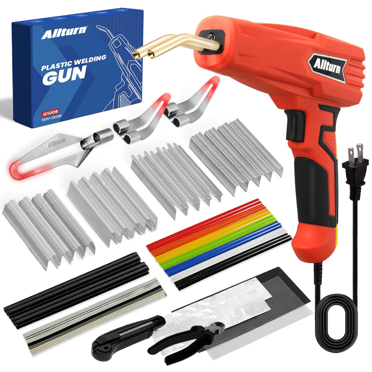 Allturn Upgraded Plastic Welder, 2 in 1 Plastic Welding Kit, Hot Staples Weld Gun, Car Bumper Repair Kit for Most Plastics, Patent Number D970324(Yellow)