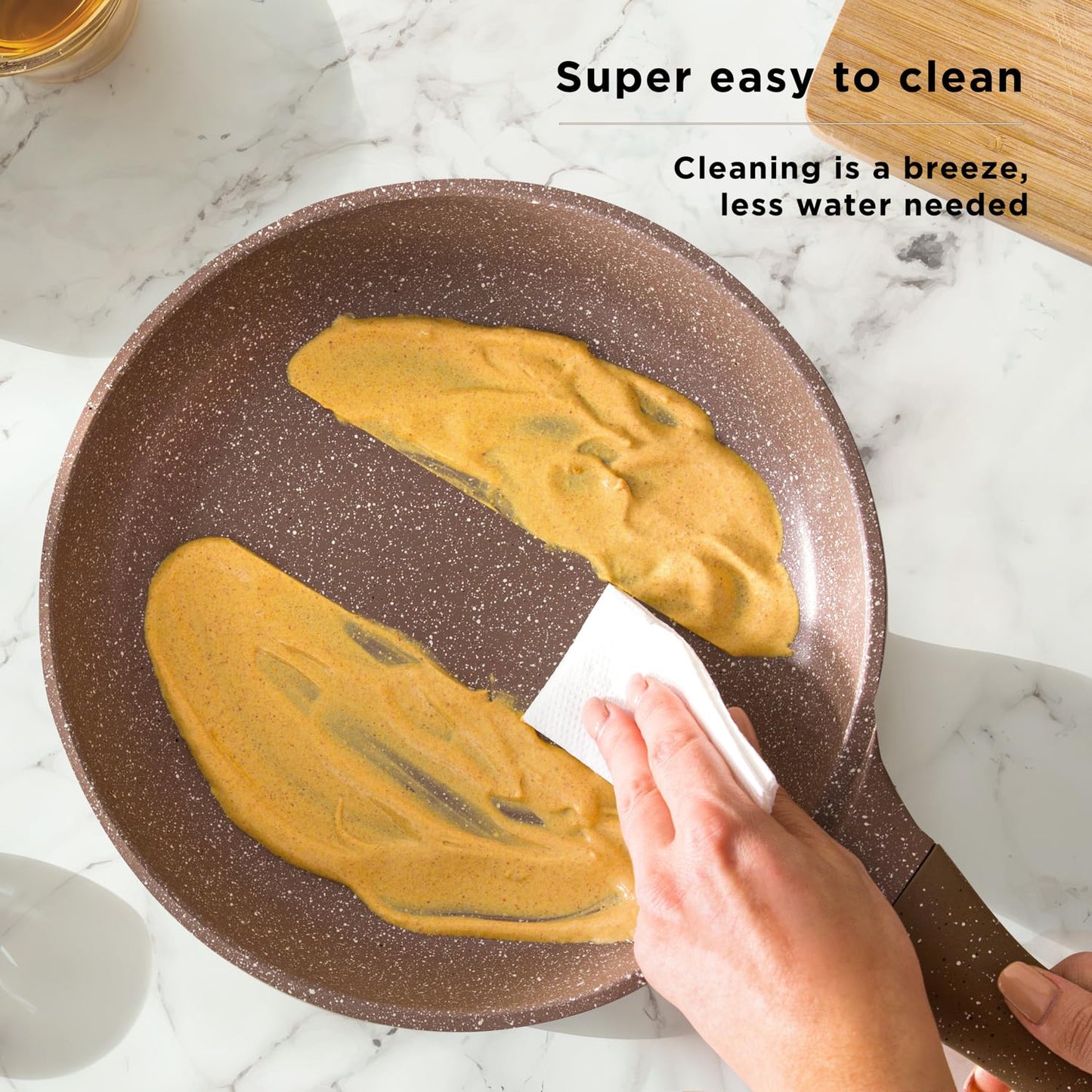 KASANOVA Pots and Pans set for cooking nonstick, 10Pcs, Durable Aluminum cookware set, PFOA-free, Kitchen pans set with glass lid, Induction safe, Taupe (10)