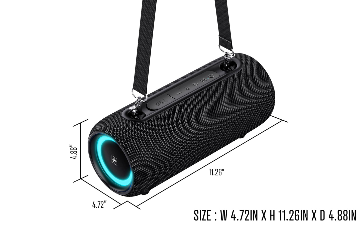 Fisher Portable Bluetooth Speaker IPX5 Waterproof Speaker, 26W PEAK Power Bluetooth Stereo, 7H Playtime, LED Lights, TWS, BT 5.3, Built-in Mic, Hands Free Calling, Wireless Electronics, Home & Outdoor