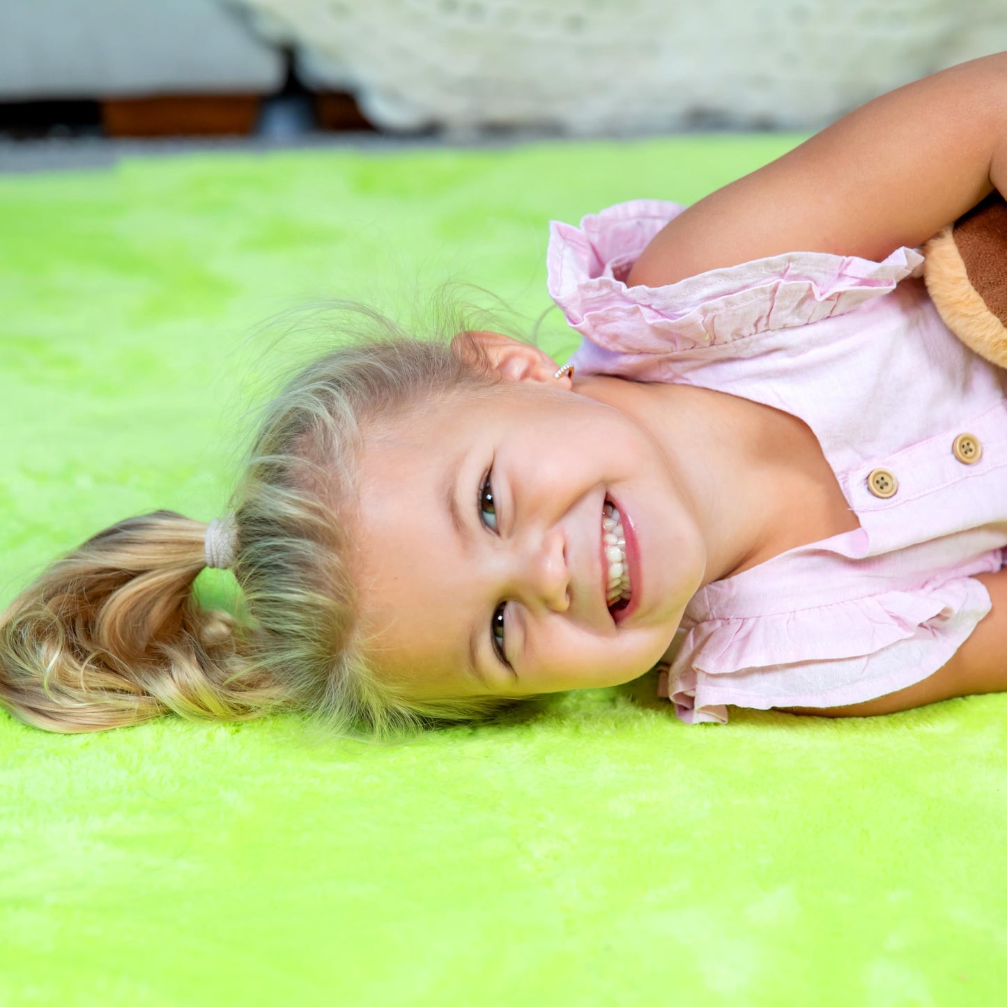 16 Piece Carpet Squares Puzzle Mat 49" x 49" Plush Interlocking Carpet Tiles, Foam Floor Tiles for Baby Play Mat - Kids Soft Play Floor Mats, Anti Slip Jigsaw Flooring Playmat Playroom Rug (Green)