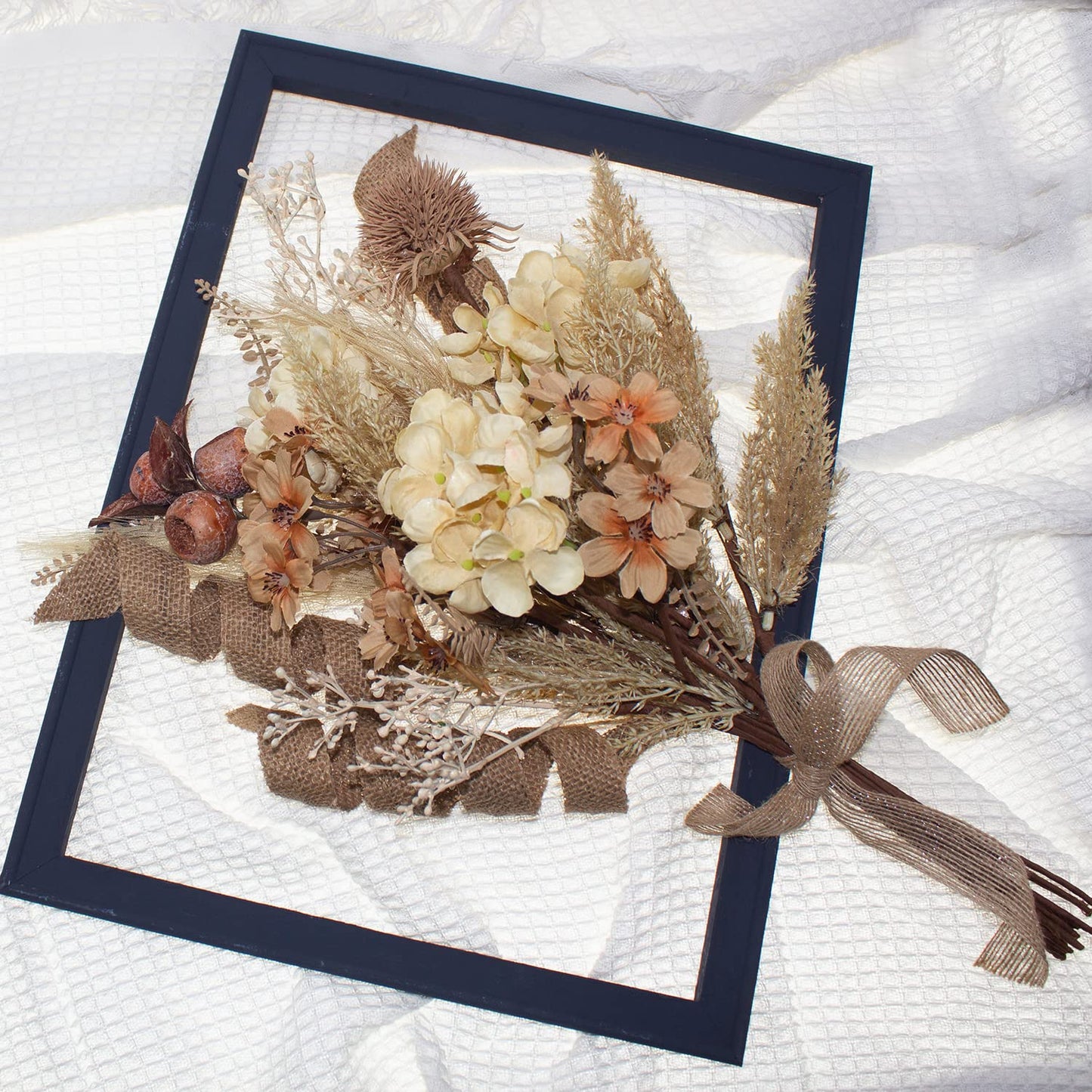 18Pcs Boho Faux Fall Dried Pampas Grass Silk Hydrangea Flowers Bouquets Fall Decor, Fake Autumn Thanksgiving Harvest Stems Fall Picks Branches Floral Arrangements for Vase 18"