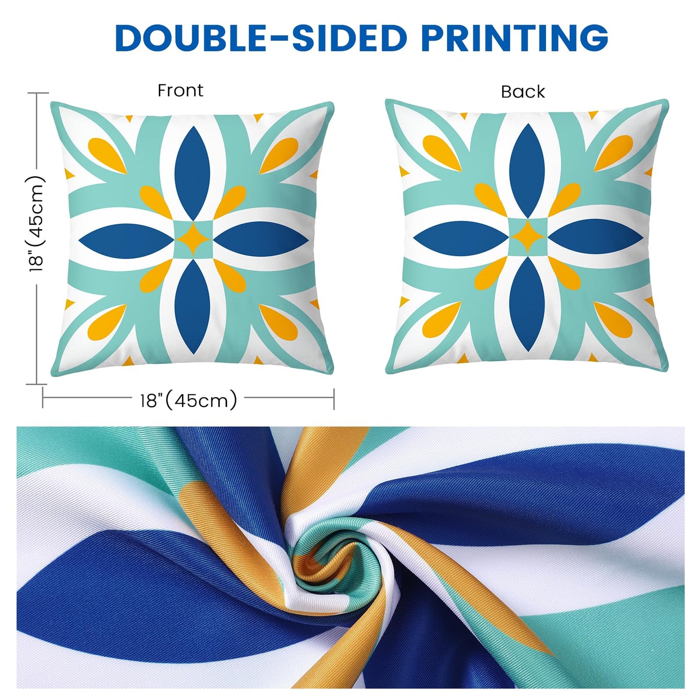 coclothy Outdoor Pillow Covers - 4 Pack Outdoor Pillow Covers 18x18 Waterproof PillowCovers for Patio Furniture Decorative Pillowcases