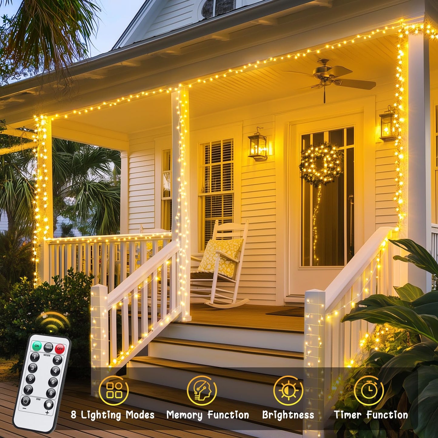 JMEXSUSS 2 Pack Battery Operated String Lights with Remote Outdoor Indoor, Total 66ft 200 LED Twinkle Fairy Lights Battery Operated for Classroom Bedroom Tree Party Wedding Christmas Decor(Warm White)