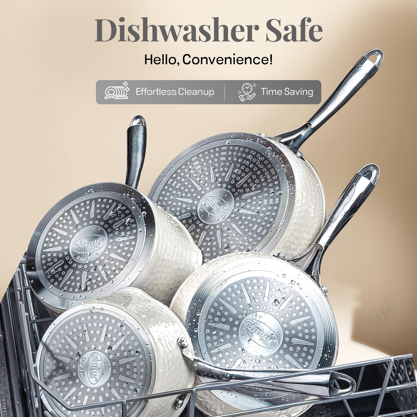 Gotham Steel Hammered 15 Pc Ceramic Cookware Set Nonstick, Deep Pots and Pans Set Non Stick with Induction Cookware, Cooking Utensils & Steamer, Non Toxic PFOA PFOS Free, Oven & Dishwasher Safe