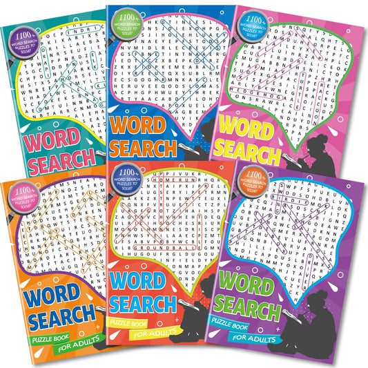 Kalysky Large Print 6000+ Words Word Search Puzzle Books, Set of 6 Full Size, Brain Games, Activity Book for Adults, Teens and Seniors