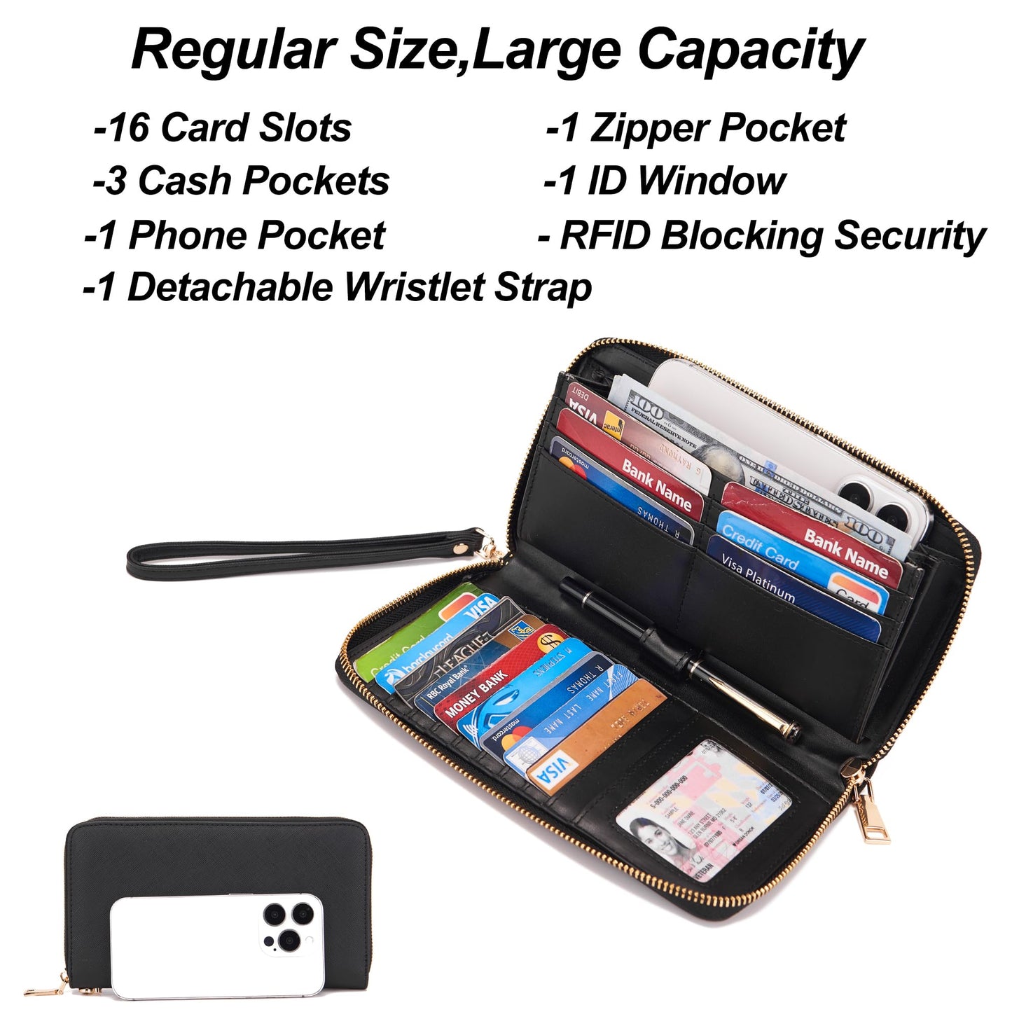 Qiyuer Women Purses And Handbags Set Ladies Top Handle Satchel Tote Shoulder Work Bag With Matching Clutch Wallet 2PCS Black