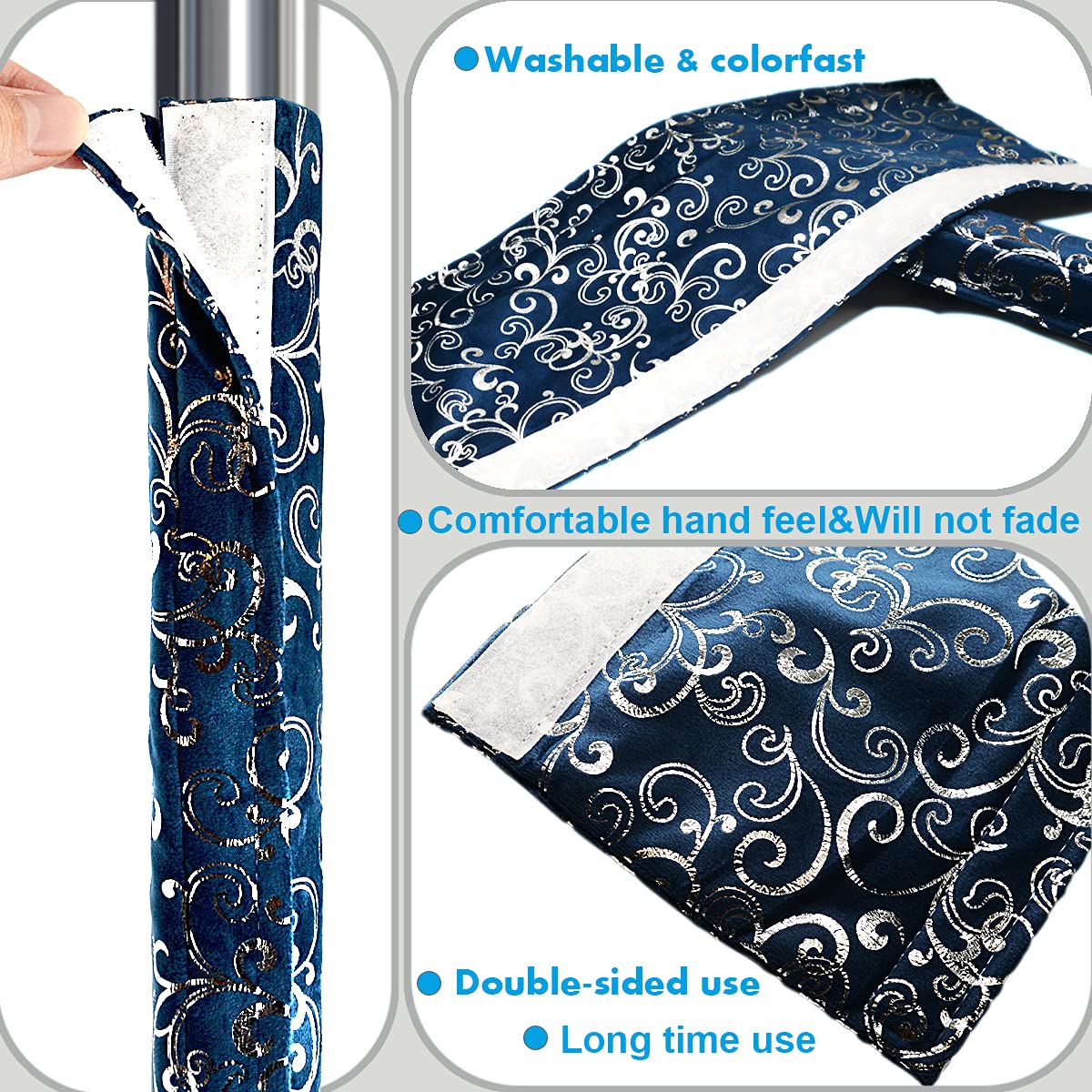 Volecy Refrigerator Door Handle Covers, Set of 6 Velvet Appliance Handle Covers Keep Appliance Clean for Fridge Microwave Stove Bathroom Catch Stains Dust Fingerprint Prevent Spread (Printed Blue)