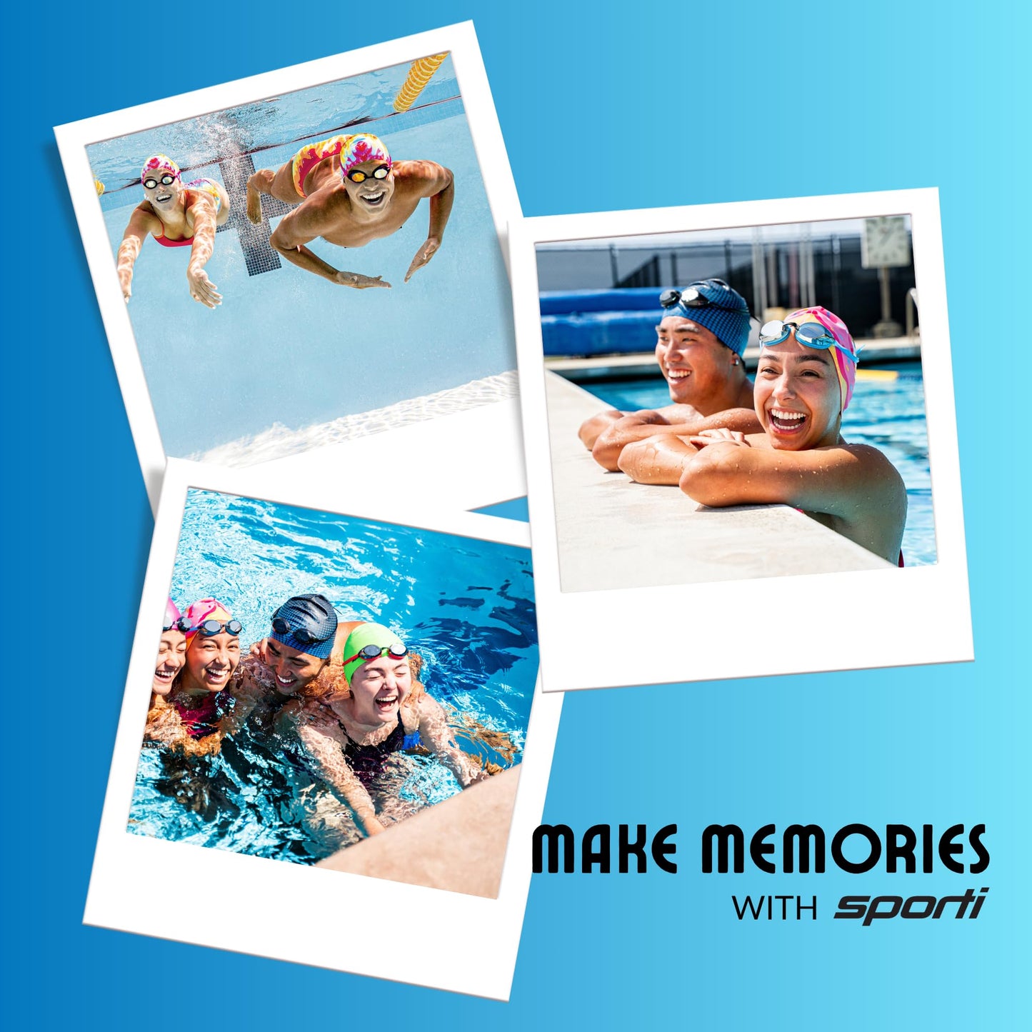 Sporti Fossil Silicone Swim Cap - Black