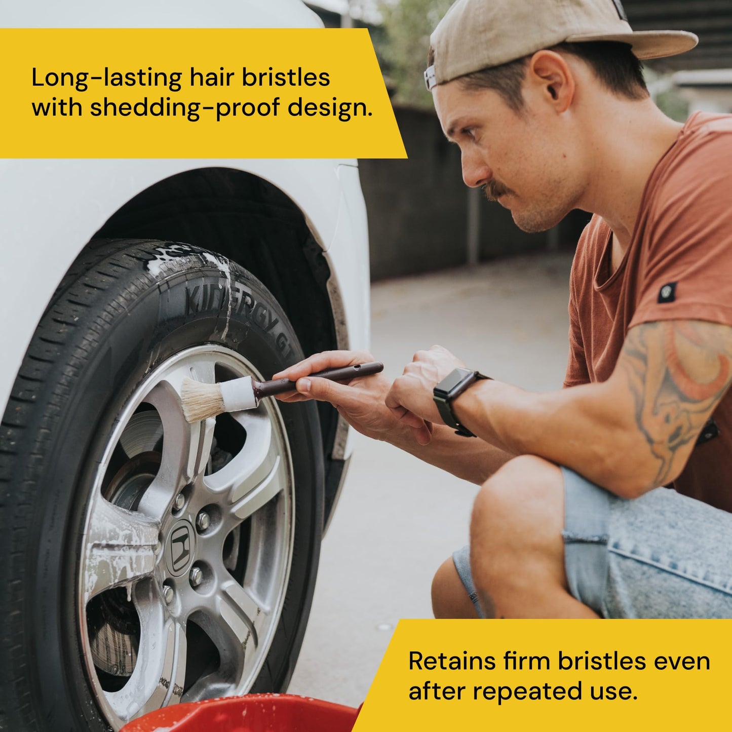 Detail Dudes Soft Boars Hair Car Detailing Brush Set for Washing (3 Pack) - Car Detailing Kit - Automotive Cleaning Brush