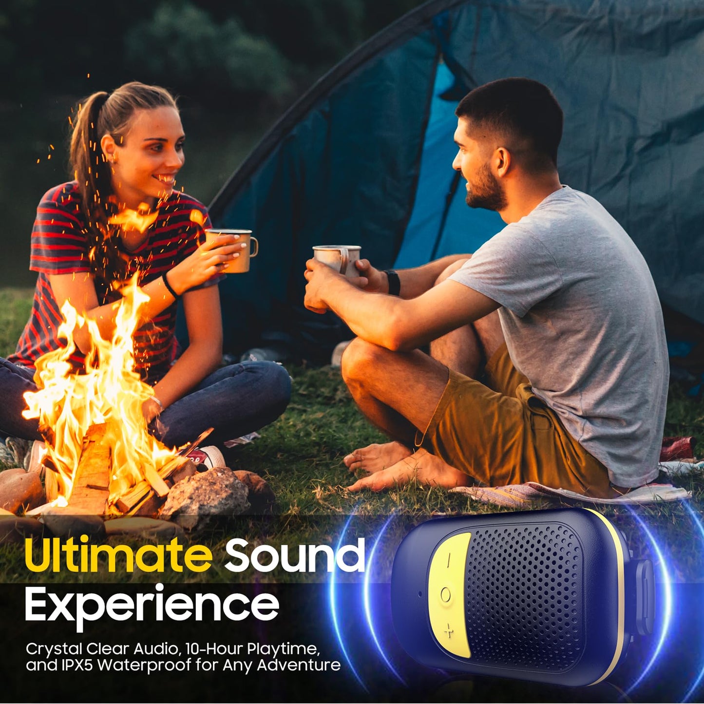 Temdan Wearable Bluetooth Speaker, Clip-On Portable Speaker with Built-in Mics for Hands-Free Music and Calls, Up to 10 Hours Battery Life,Mini Outdoor Waterproof Speaker Gifts for Women/Men - Black