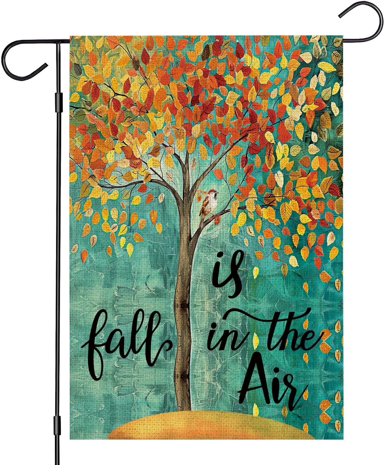 OQUAYA Fall Garden Flag 12x18 Inch Double Sided, Small Burlap Autumn Tree Maple Leaves Seasonal Yard Outdoor Flag