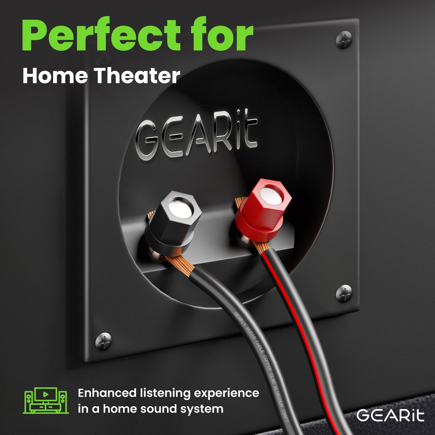14AWG Speaker Wire, GearIT Pro Series 14 AWG Gauge Speaker Wire Cable (100 Feet / 30.48 Meters) Great Use for Home Theater Speakers and Car Speakers Black