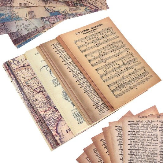 240PCS Junk Journal Pages Vintage Handmade Scrapbook Sheets, Including Mathematics Magazine, Newspaper, Sheet Music and Kraft for Scrapbooking Decoupage Background DIY Craft Decoration (5.51"x 7.87")