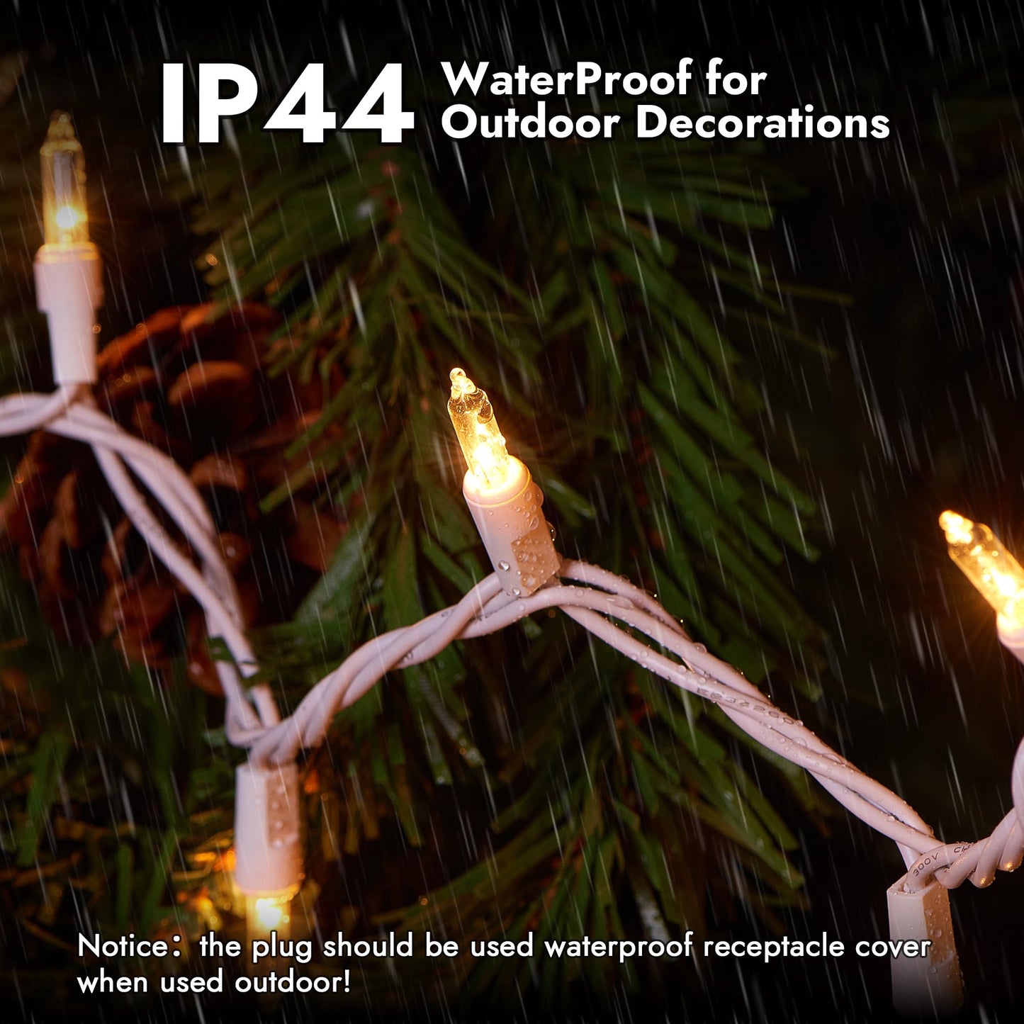 Dirnun Christmas Lights Clear White 70 Count Incandescent Light UL Certified Connectable Christmas Tree Lights with White Wires for Indoor Outdoor Xmas, Wedding, Holiday, Party, Home Decorations