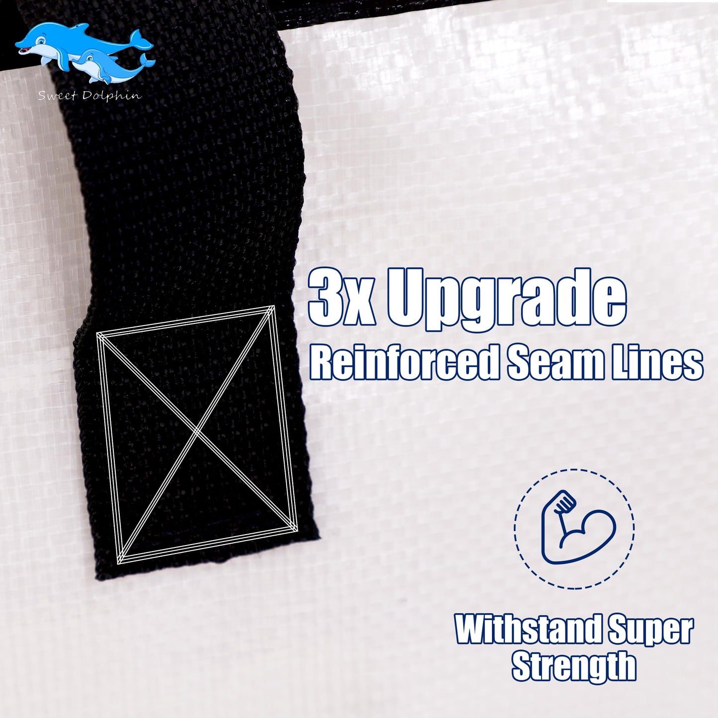 SWEET DOLPHIN 12 Pack Extra Large Moving Bags with Strong Zippers & Carrying Handles, Heavy Duty Storage Tote for Space Saving Moving Storage, Fold Flat, Alternative to Moving Box, Semi-Transparent