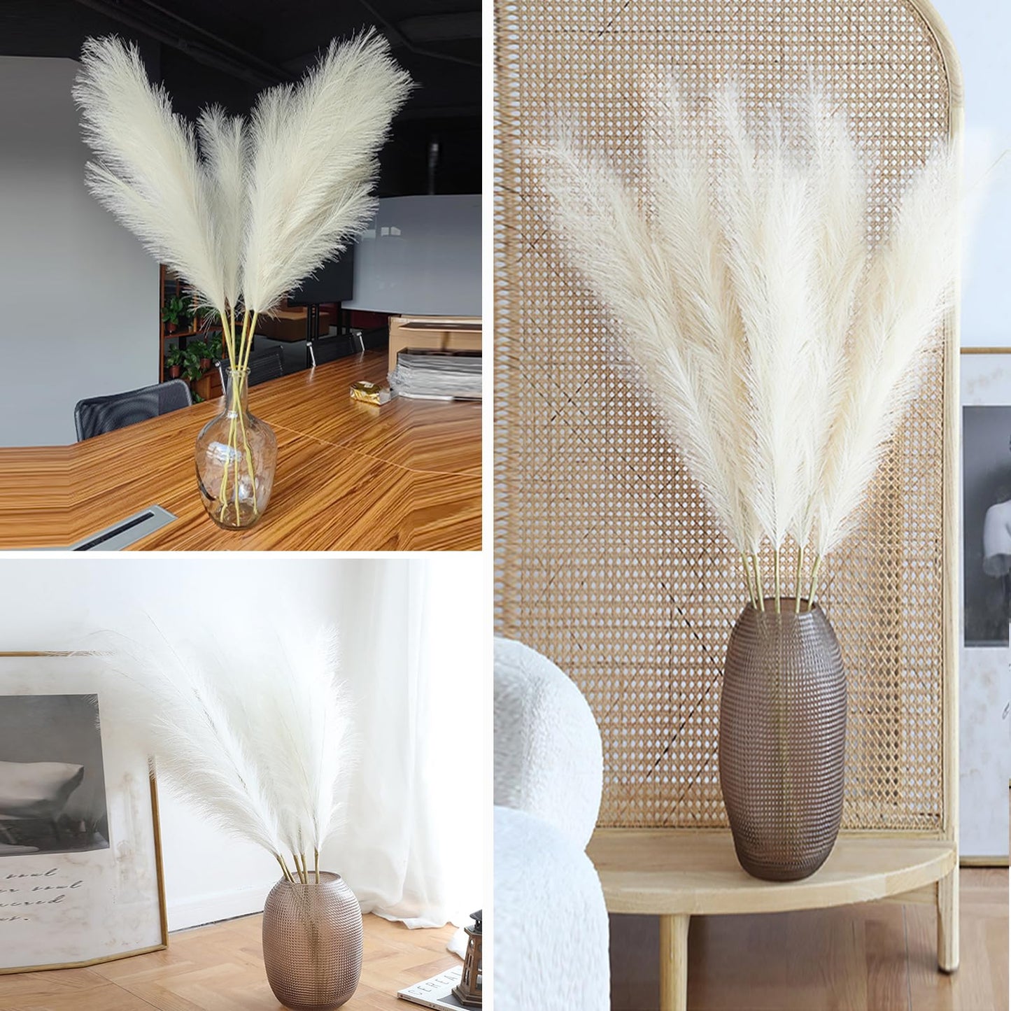 Wttisel 38" 10 Stems White Pampas Grass Tall Decor - Faux Pampas Grass Decor Tall for Floor Vase Boho Home Wedding Mothers Day Decoration
