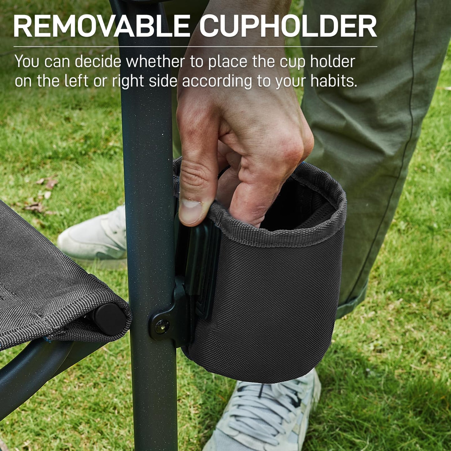 EVER ADVANCED Rocking Chair Outdoor, Quick Set Rocker Camping Chair for Adult, Foldable Rocker Chair Lightweight, Portable Folding Rocker Chair for Patio, Living Room, Balcony, Supports 300 LBS, Black