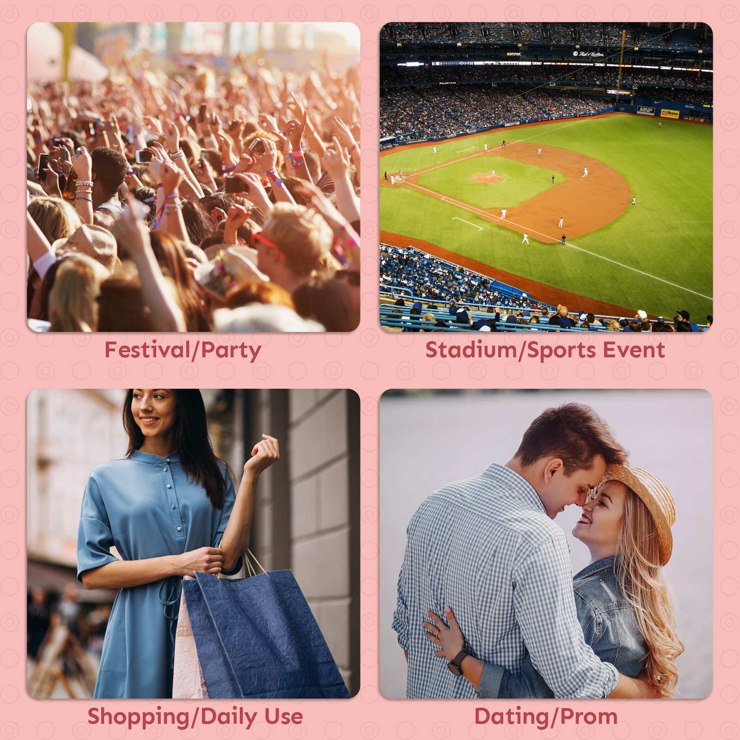 BS-VOG Clear Purse for Women Stadium Approved, Clear Crossbody Bag, Small Cute Clutch Handbag with Chain Strap for Sport Event Concert