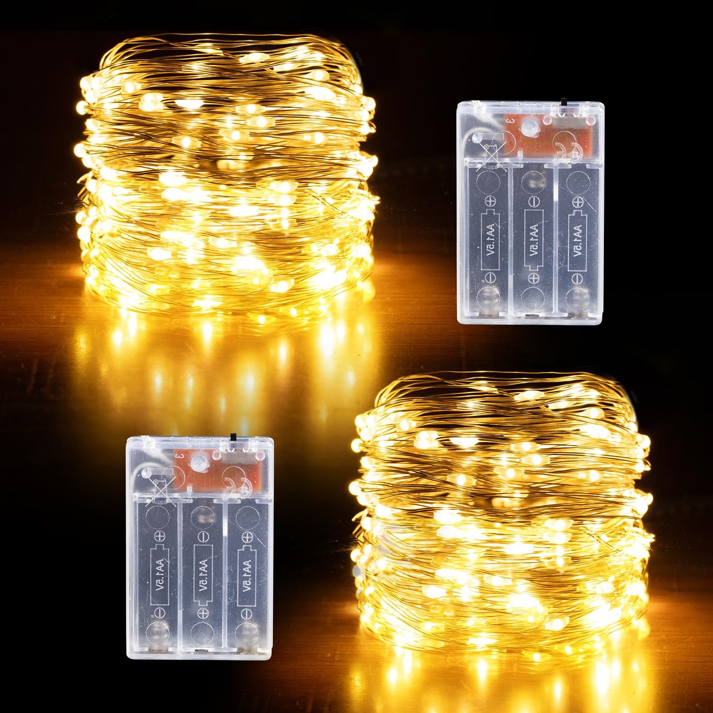 YPHSOL Fairy Lights Battery Operated String Lights 16.4ft 50LED Flashing and Constant Light Waterproof Silver Wire for Christmas DIY Party Bedroom Wedding (Warm White, 2 Pack)