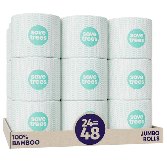 Bamboo Toilet Paper -24 Rolls Of Septic Safe Organic Toilet Paper 3-ply, 300 Sheets Per Roll - PFAs Free, FSC Certified, Plastic & Chemical Free - For Home, Boat & RV Use