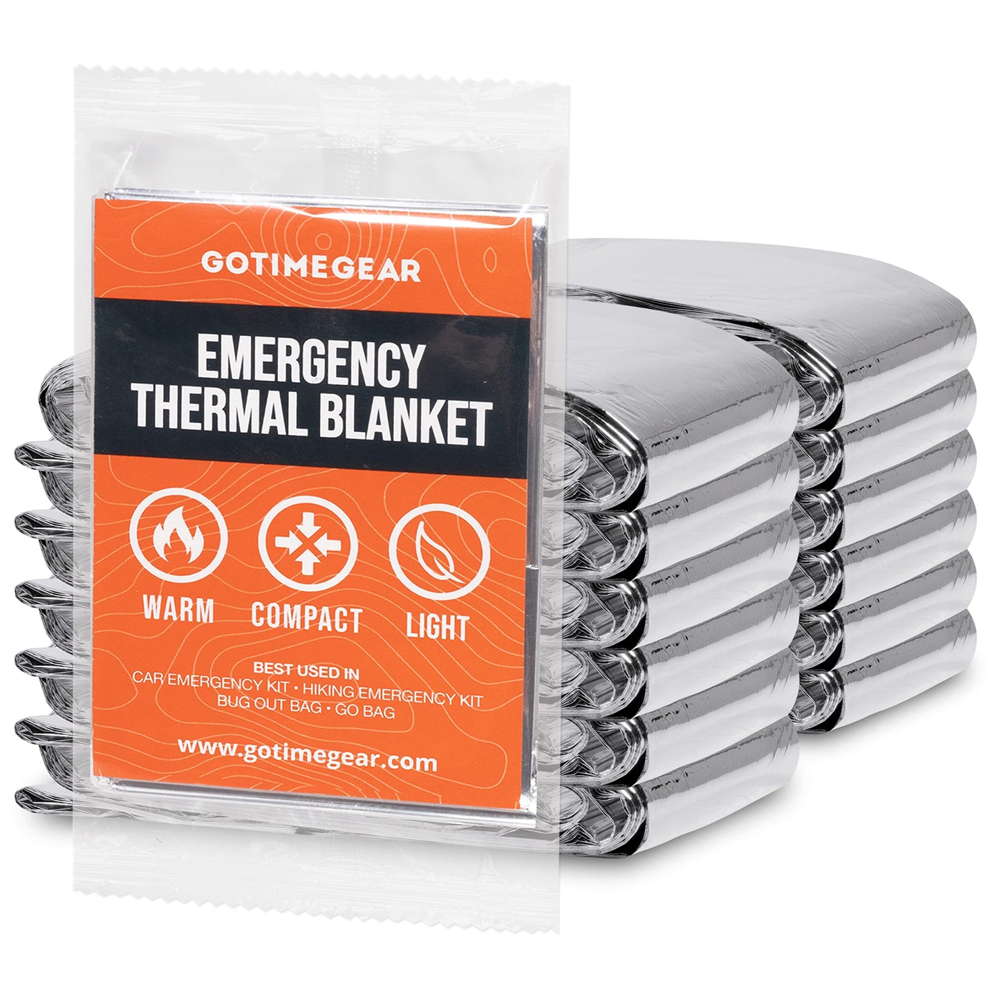 Go Time Gear Emergency Blankets for Survival (4 Pack), Mylar Emergency Survival Gear for Home, Camping, Hiking & Outdoor Survival Kits, Stay Warm, Dry, & Safe with Our Compact Space Blanket